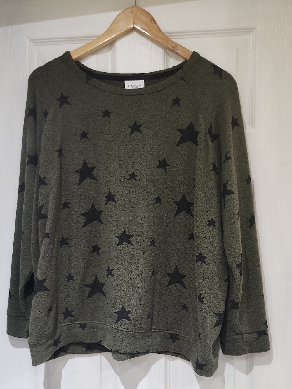 Lavon Olive Green Star Print Women's Top